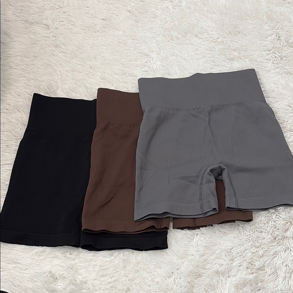 Women's High-Waisted Shorts - Black, Brown, and Gray